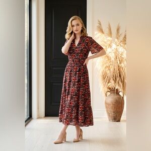 NWT Area Stars Floral Flutter Sleeve Tiered Maxi Dress